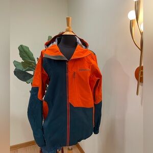 Patagonia Orange and Teal Primo 3 Layer Gore-Tex Ski Shell